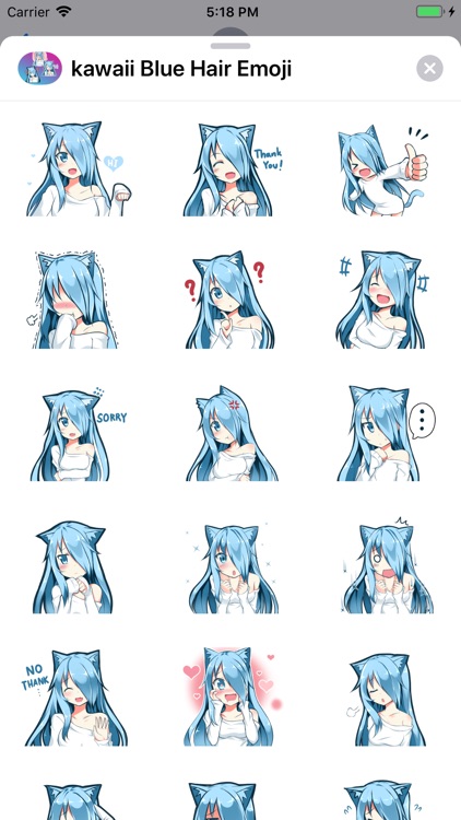 kawaii Blue Hair Emoji Sticker