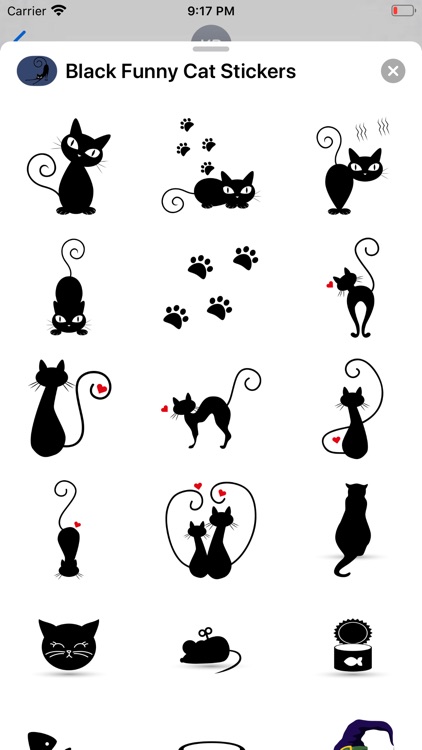 Black Funny Cat Stickers