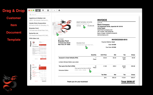 Dragon Invoice