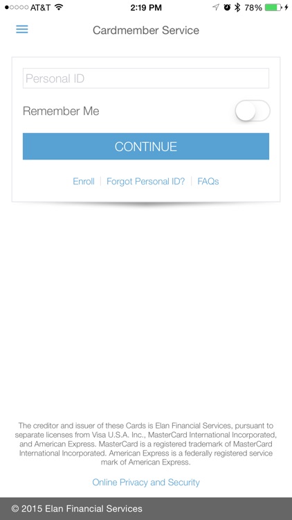 Elan Credit Card