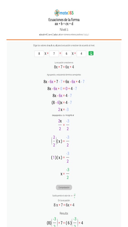 Ecs. ax+b=cx+d