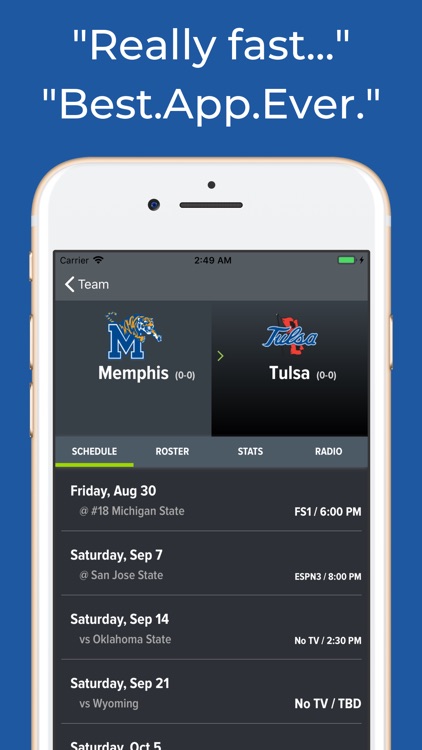 Memphis Football Schedules screenshot-8