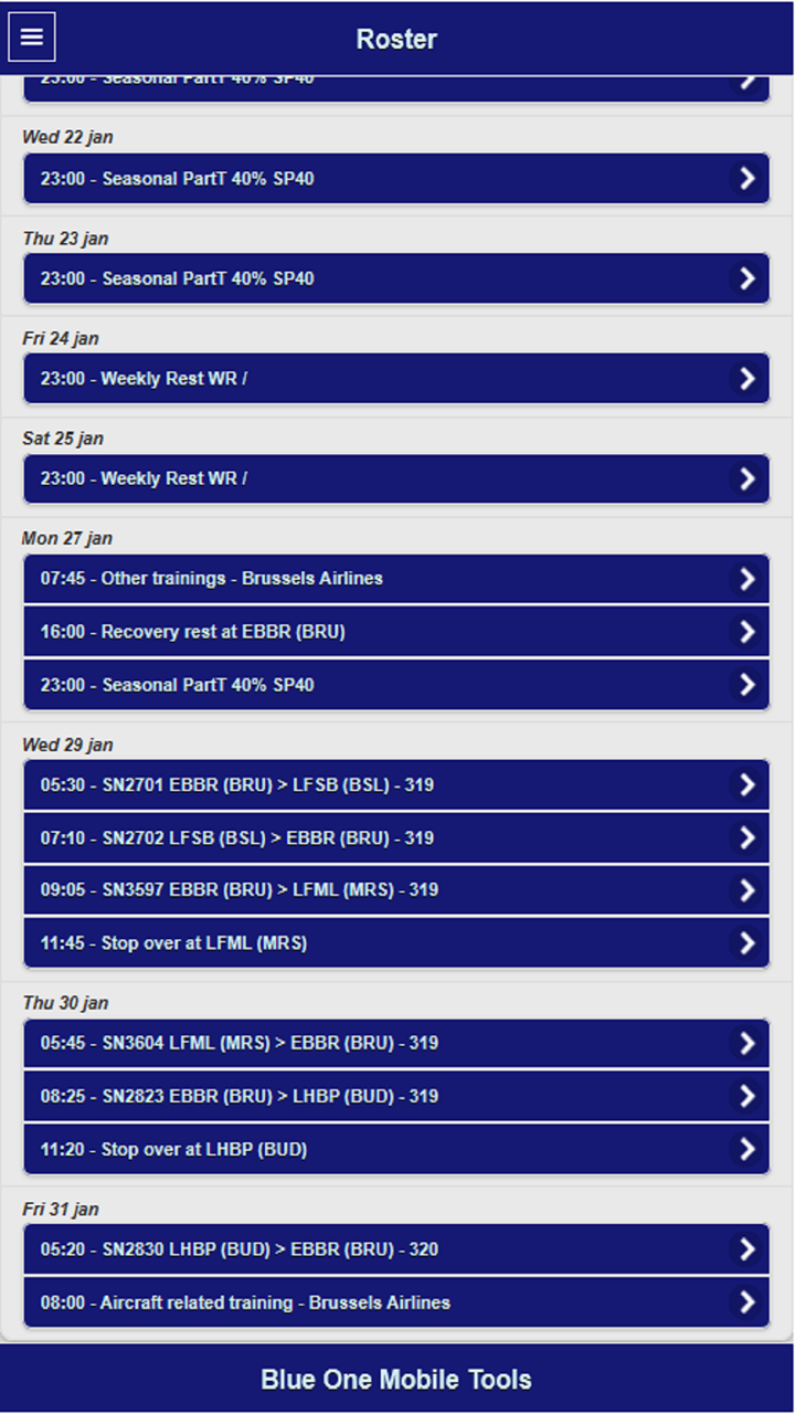 Blue One Mobile Crew Interface screenshot 1