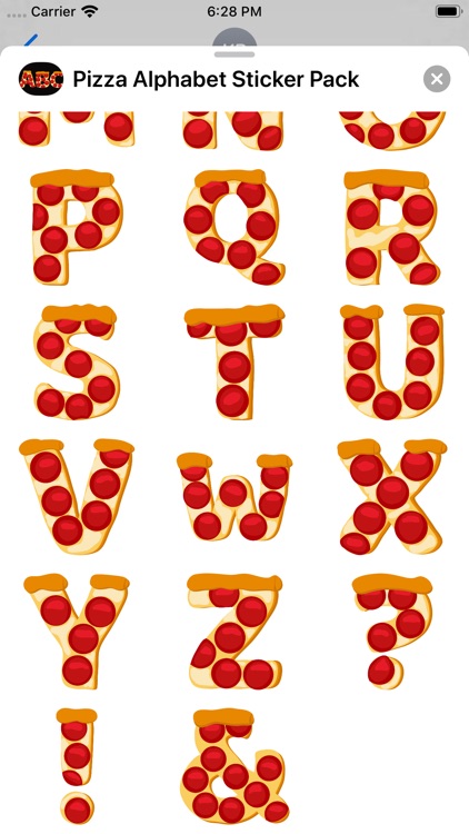 Pizza Alphabet Sticker Pack