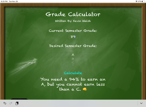 Semester Grade Calculator screenshot 2