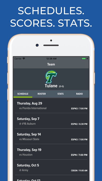 Tulane Football Schedules