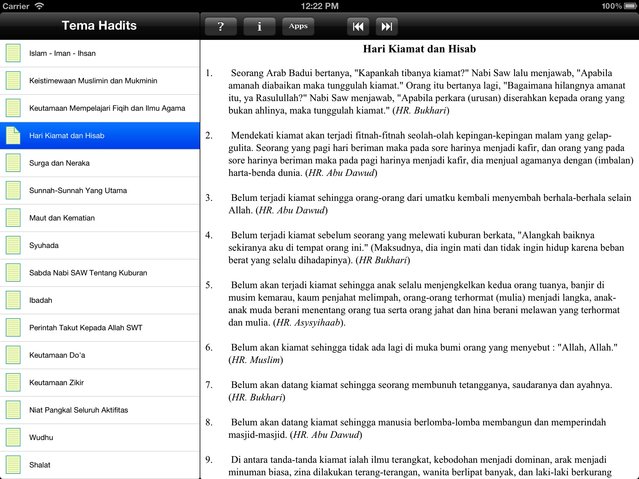 Paket Hadits for iPad screenshot 3