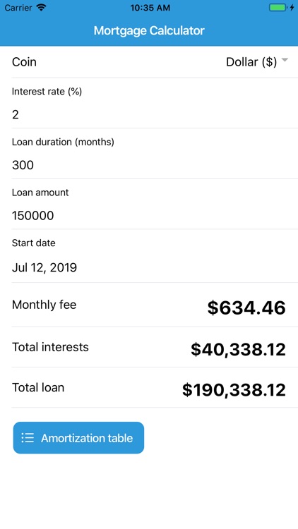 Mortgage & Loans Calculator