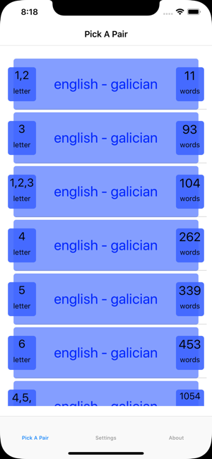 PickAPair Galician - English