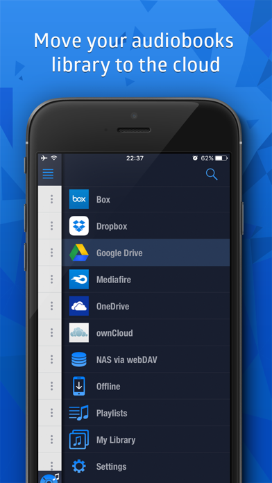 Cloudbeats Audiobook Player for Dropbox, Google Drive and Onedrive Screenshot 1