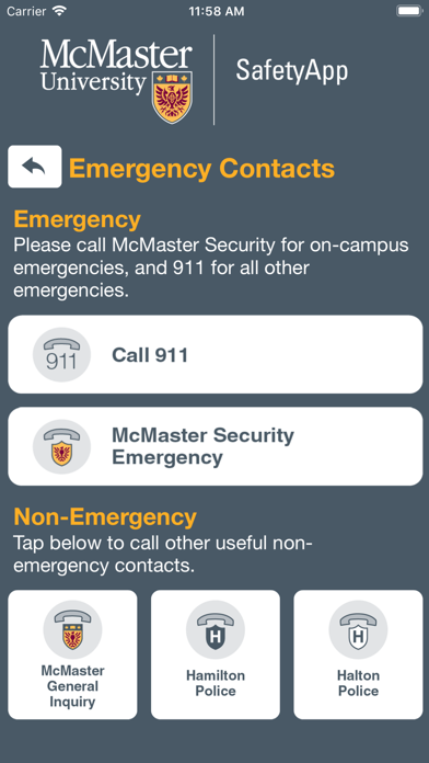 McMaster SafetyApp screenshot 2