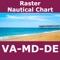 NAUTICAL CHART COVERAGE EXTENDED - VIRGINIA, MARYLAND & DELAWARE COVERS CHESAPEAKE BAY & DELAWARE BAY FOR NAVIGATION