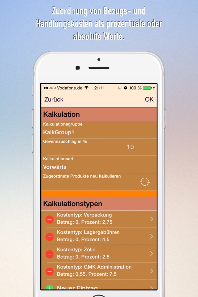 Kalkulation screenshot 3