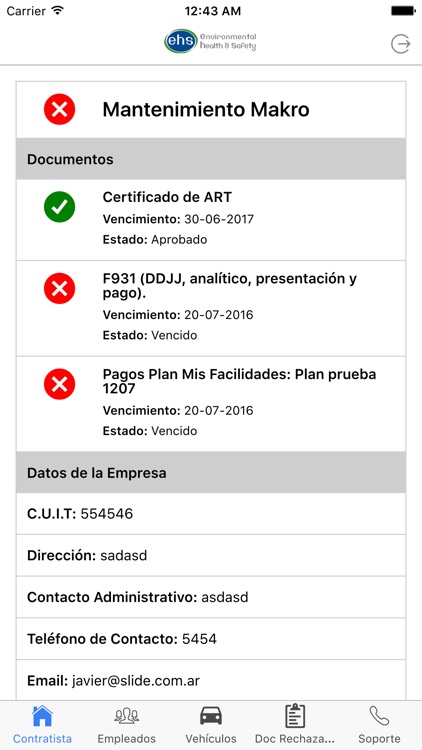 EHS Control de Contratistas