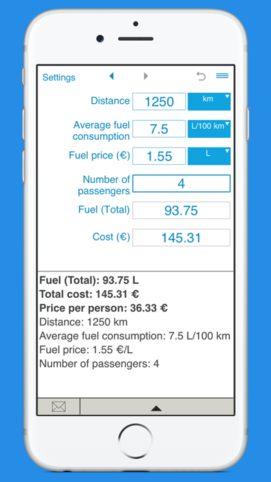 Trip fuel cost calculator screenshot 4