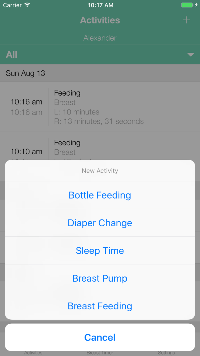 BoobieTime Breast Feeding App