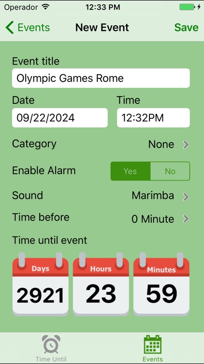 Time Until Event