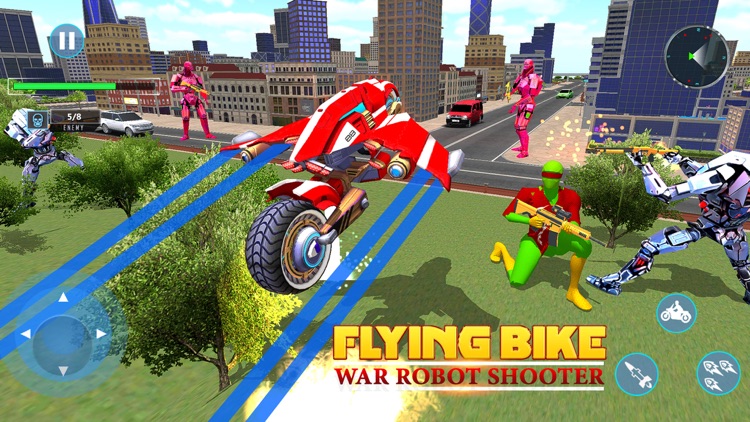Flying Bike War Robot Shooter screenshot-6