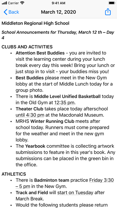 MRHS Daily Announcements screenshot 2