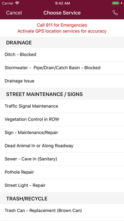 Chesapeake Service Requests