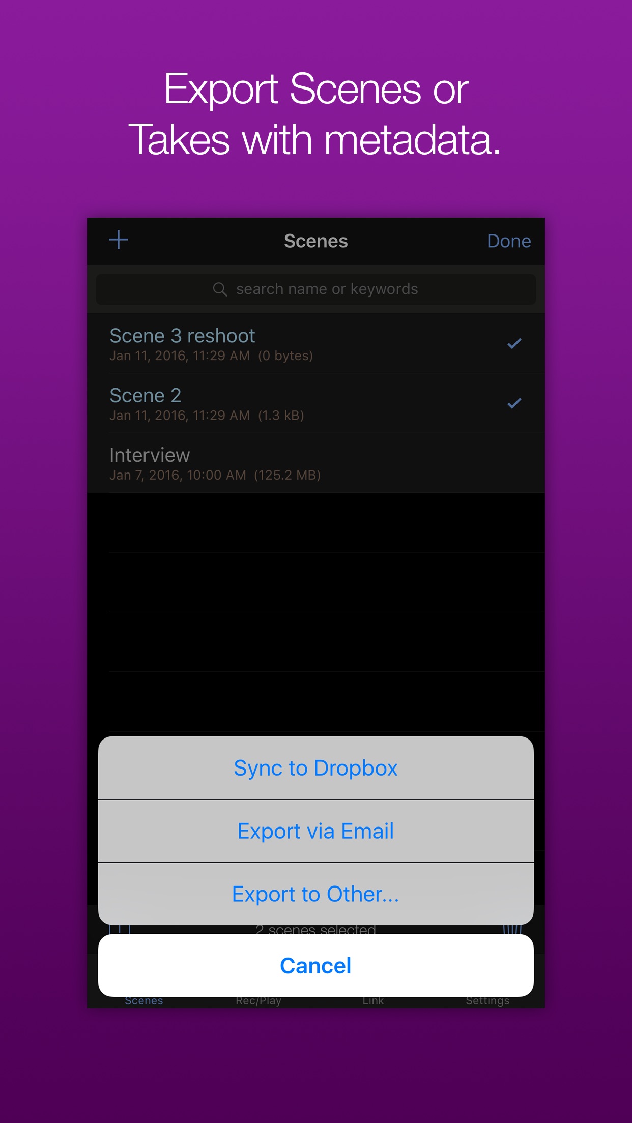 Screenshot do app Apogee MetaRecorder