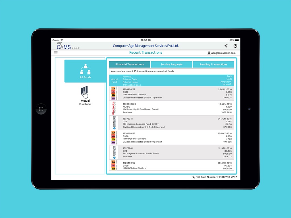 myCAMS MutualFund App for iPad screenshot 4