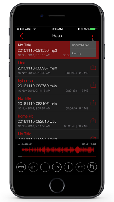Awesome Voice Recorder Pro - (MP3/WAV/M4A) Audio Recording, Playback, Trimming, Combine, Tagging, Share Screenshot 3