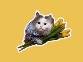 cute animals with flowers