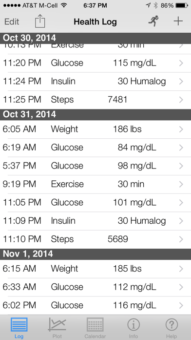 Health Stats Log review screenshots