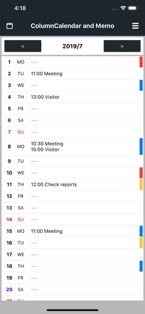 ColumnCalendar and Memo(圖2)-速報App