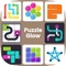 PUZZLE GLOW comprised of shapes, lines, colors, numbers and symbols