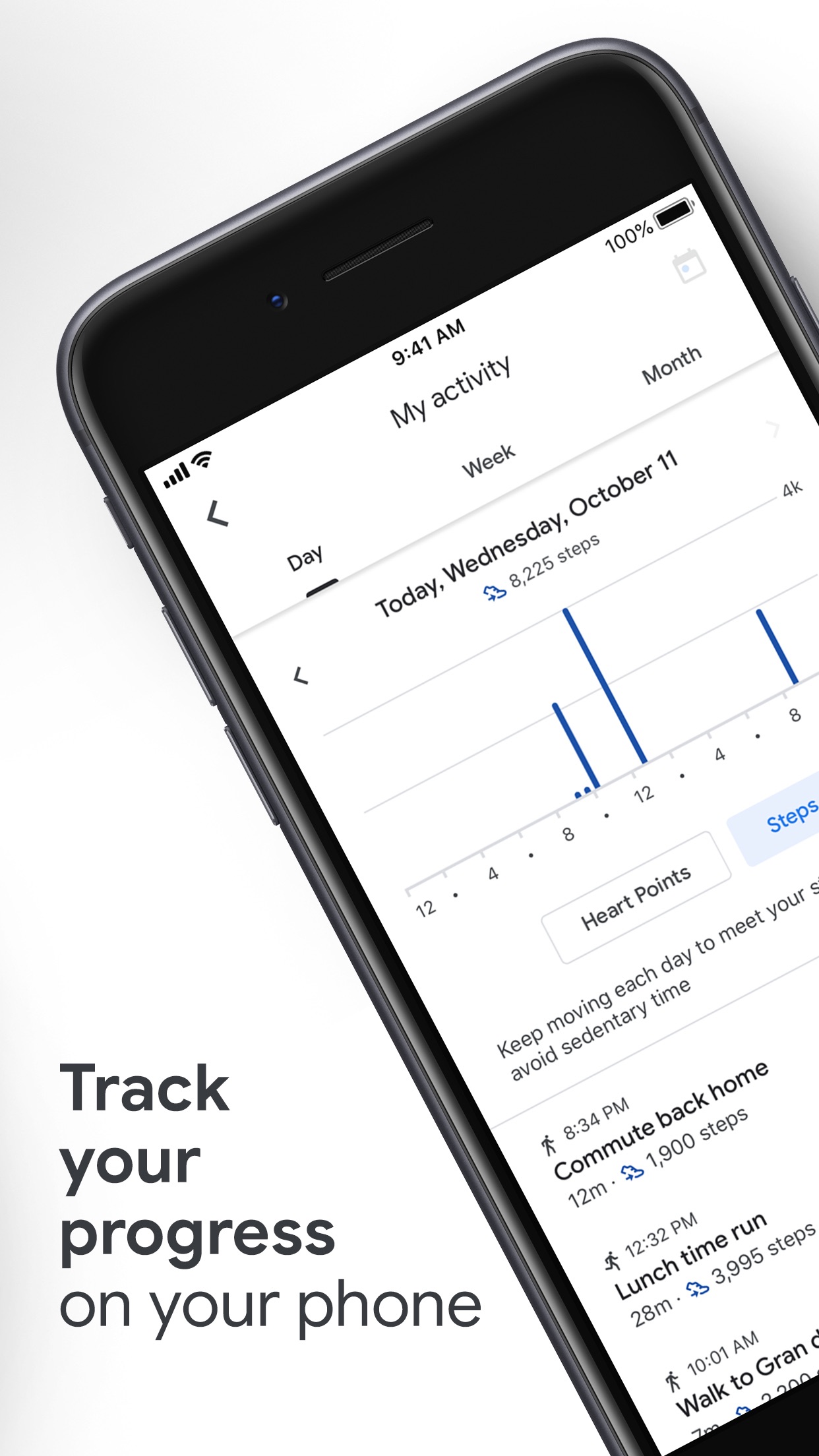 Screenshot do app Google Fit: monitor fitness