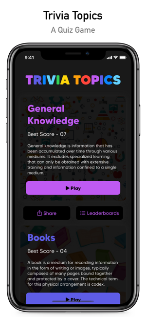 Trivia Topics - A Quiz Game