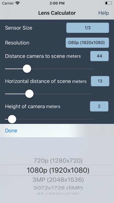 CCTV Lens Calculator screenshot 2
