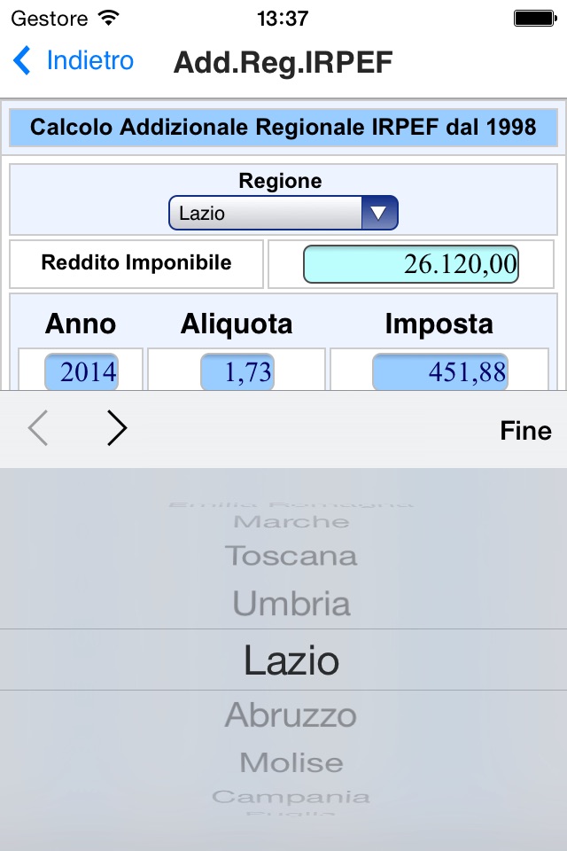 Calcoli IRPEF screenshot 4