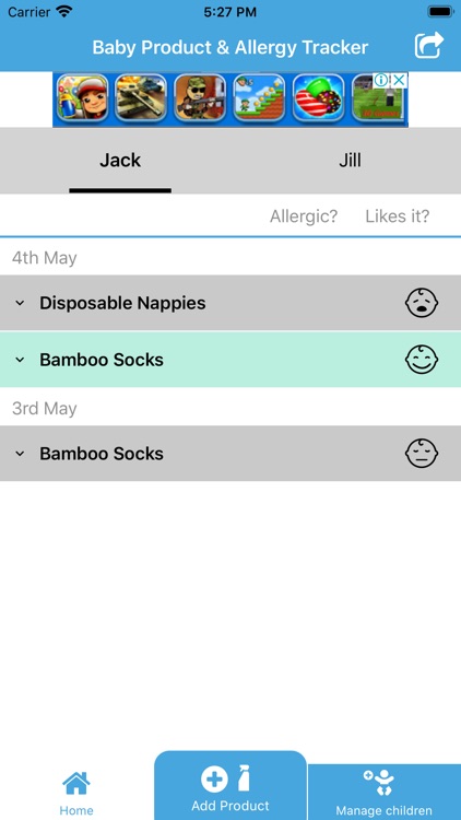 Baby Product & Allergy Tracker