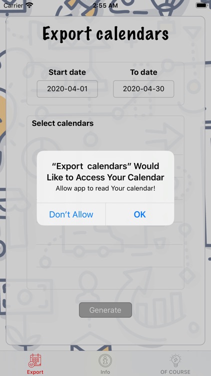 Export calendars