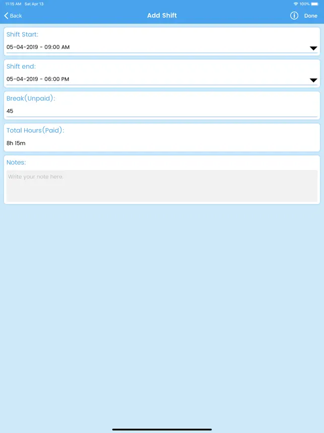 Screenshot 2 WorkLog - Shift Hours Tracking iphone