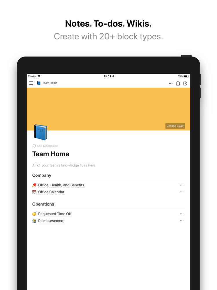 Notion Notes, projects, docs App for iPhone Free Download Notion