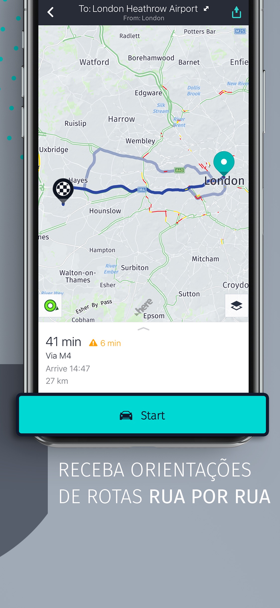 Screenshot do app HERE WeGo