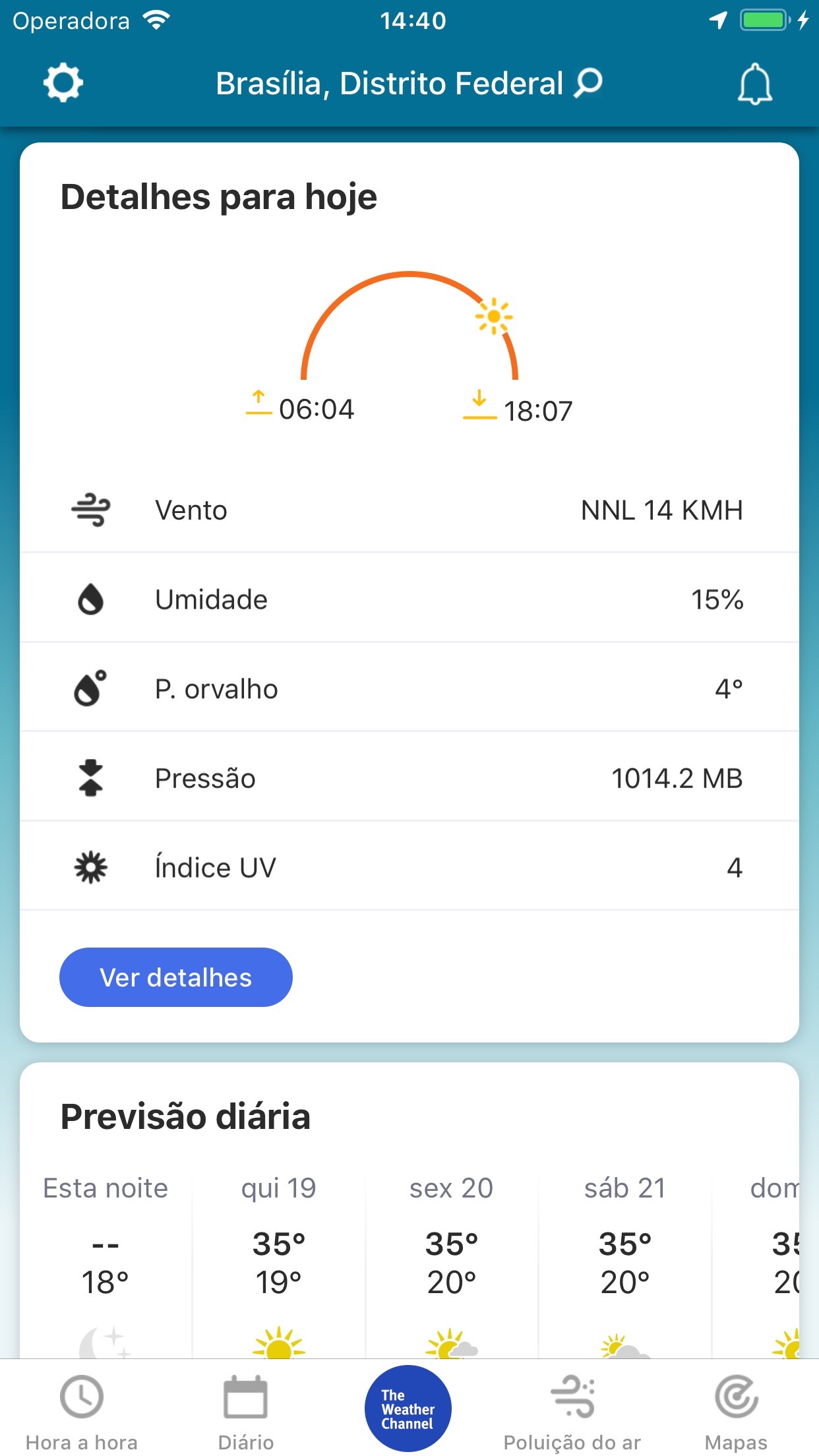 Screenshot do app The Weather Channel: previsões