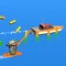 Move sideways with your wakeboarder and use your rope to cut and collect objects