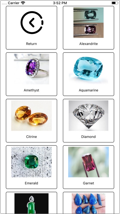 Gemstone flashcard quiz