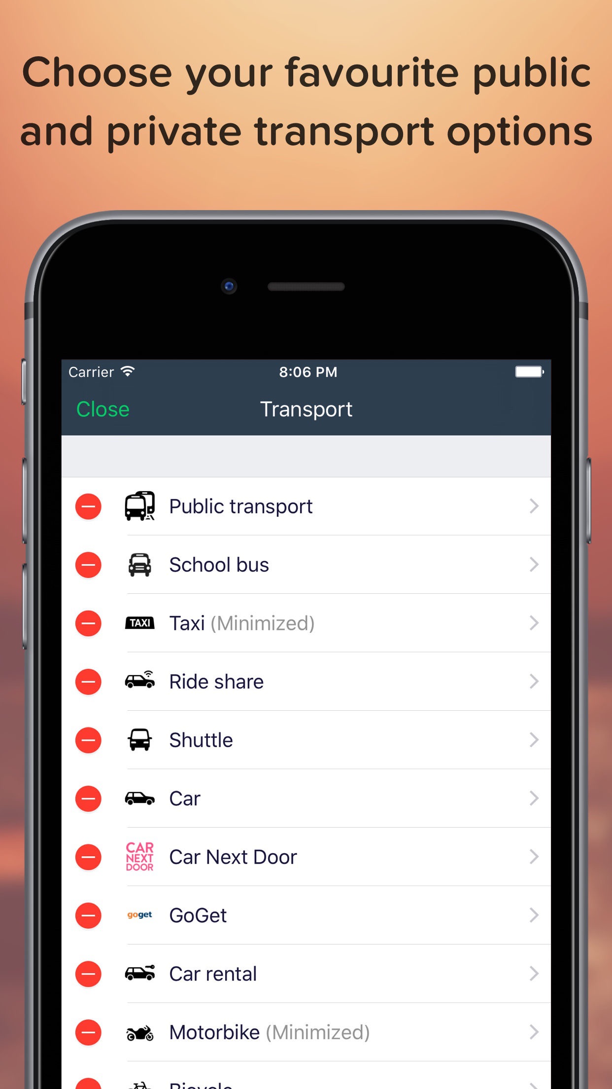 Screenshot do app TripGo