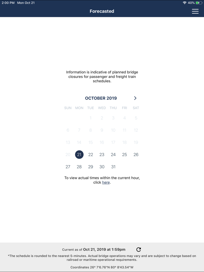 New River Bridge Schedule