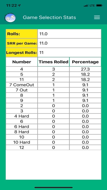 Craps Dice Tracker