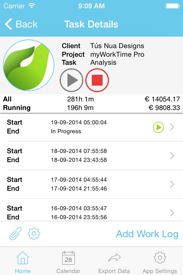 myWorkTimeLite screenshot 3