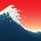 Taking inspiration from an iconic art piece, players can ride and jump through the waves to score