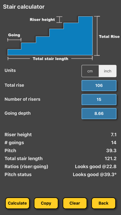 Stair / staircase calculator screenshot 2