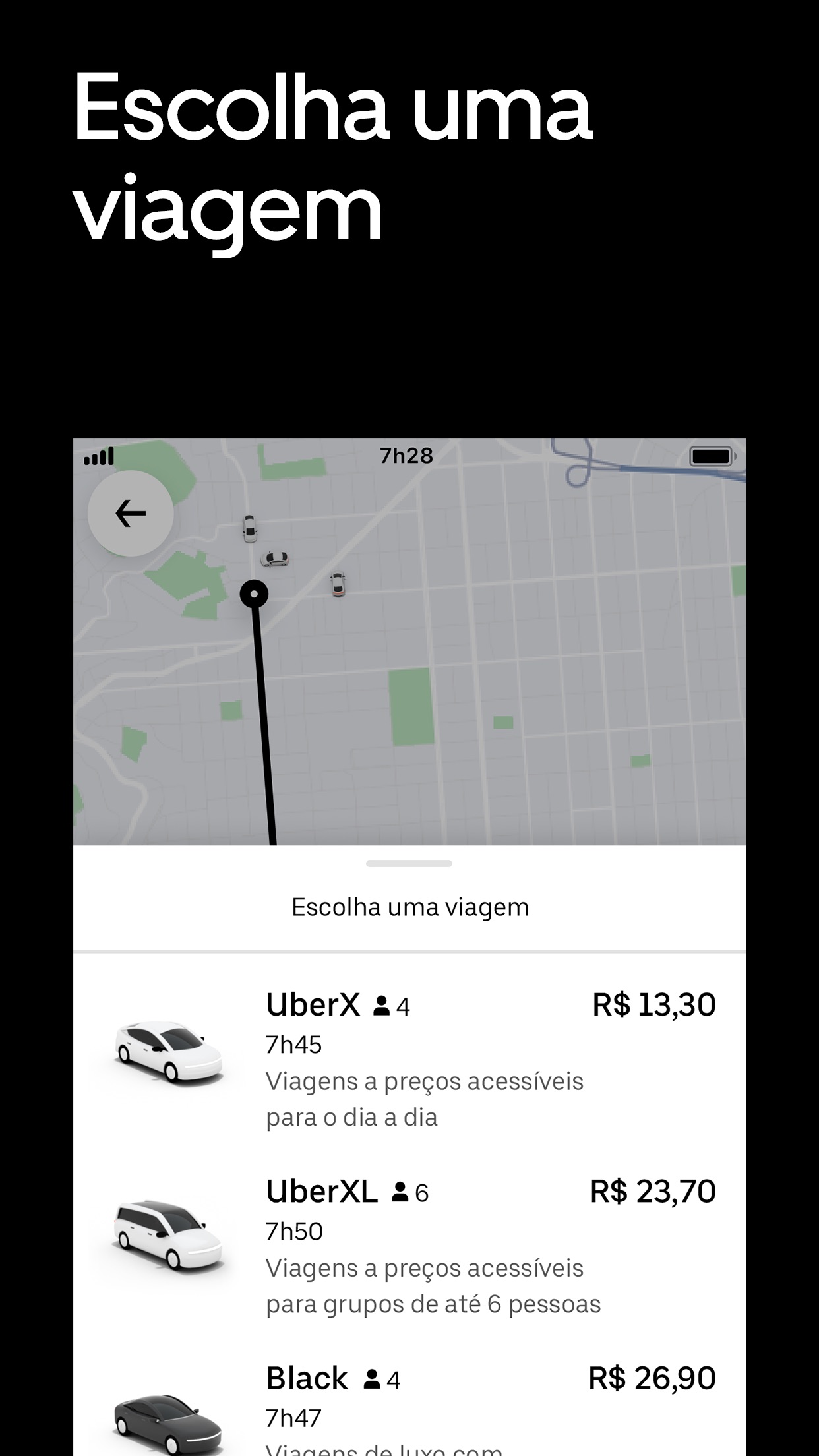 Screenshot do app Uber
